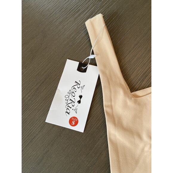 Reoria Beige Small One Shoulder Crop Top - Picture 2 of 3